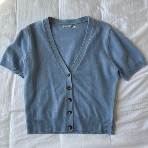 Reformation baby blue short sleeve cropped sweater top size small 4/6